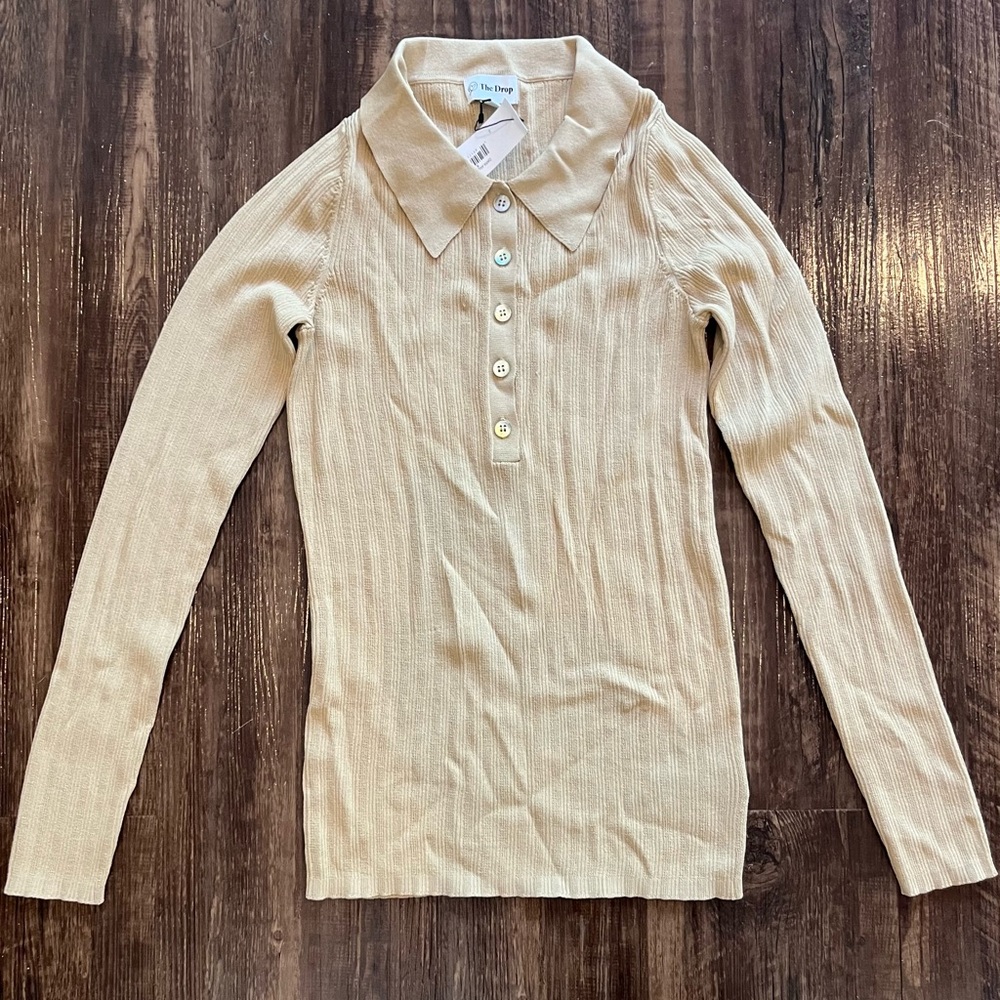NWT The Drop Collared Long Sleeve Top Small